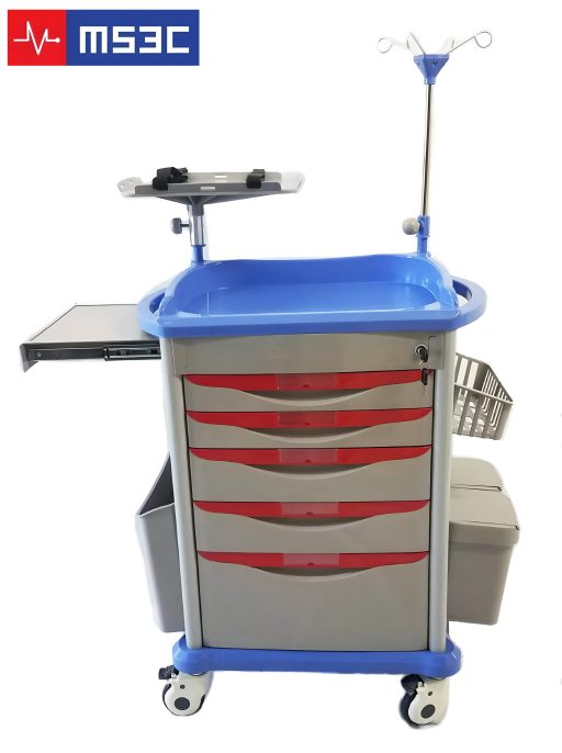 Lite Emergency Crash Cart w/ IV Pole & Accessory Package