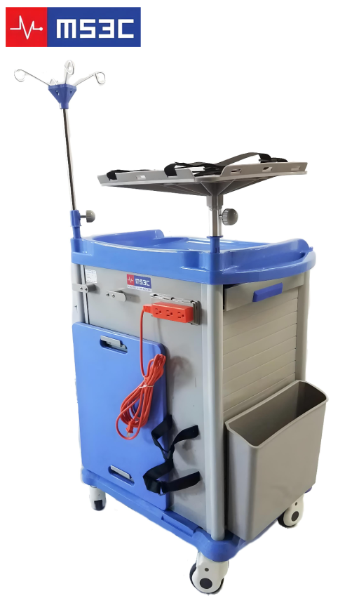 Lite Emergency Crash Cart w/ IV Pole & Accessory Package - Image 4