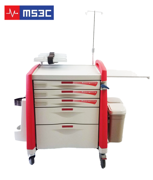 Hospital Emergency Crash Cart w/ 5 Drawers & Accessory Package