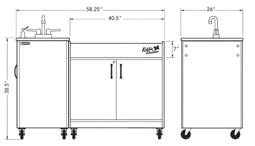 Portable ABS Countertop, Single Sink Basin w/ Laminate Cabinet & Changing Station - Image 6