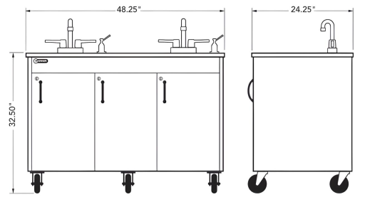 Portable Stainless Steel Double Sink Basin w/Laminate Countertop & 3 Cabinets - Image 6