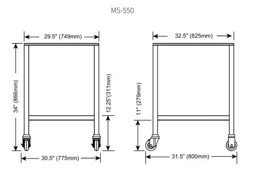 Mobile Cart for 18" & 24" Depth Single Cavity Combination Warmer - Image 3