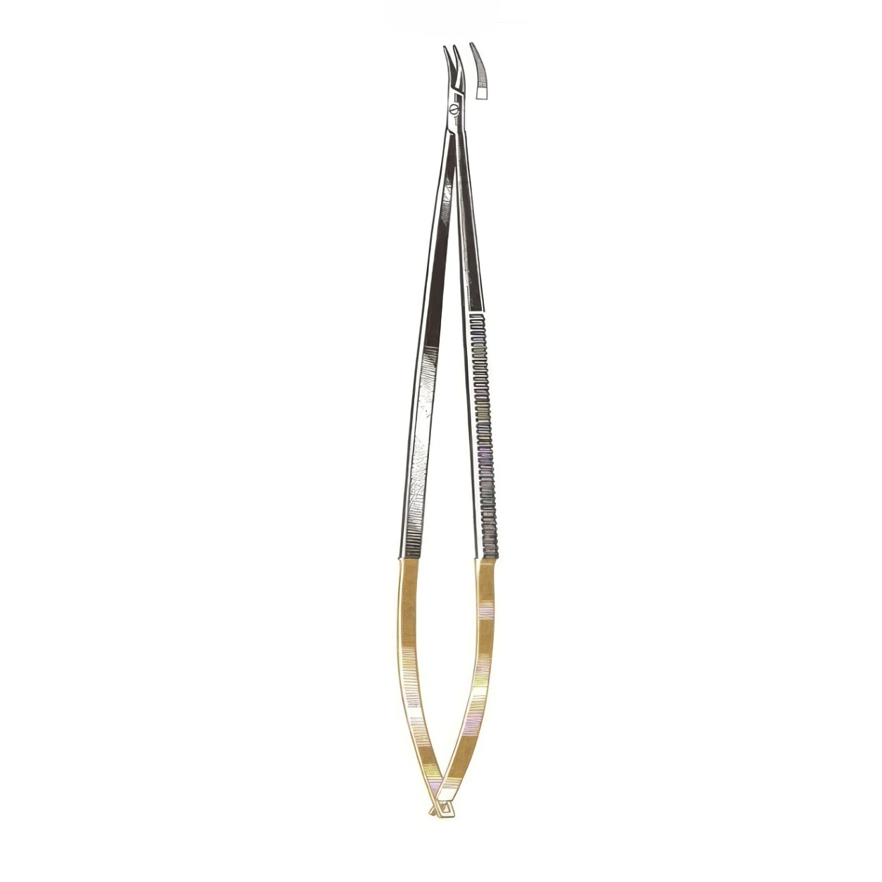 Jacobson Microvascular Curved Needle Holder Serrated Jaws Tungsten Carbide 7in