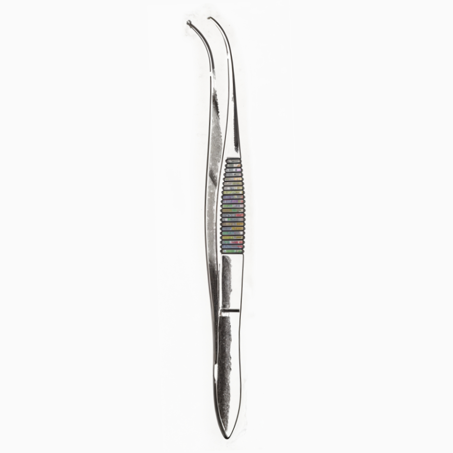 Iris Tissue Forceps Half Curved Extra Fine 1 x 2 Teeth 4 in