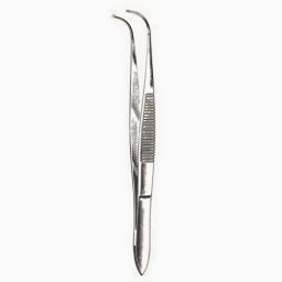 Iris Tissue Forceps Fully Curved Extra Fine 1 x 2 Teeth 4 in