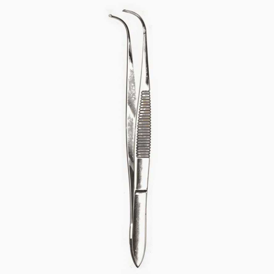 Iris Tissue Forceps Fully Curved Extra Fine 1 x 2 Teeth 4 in