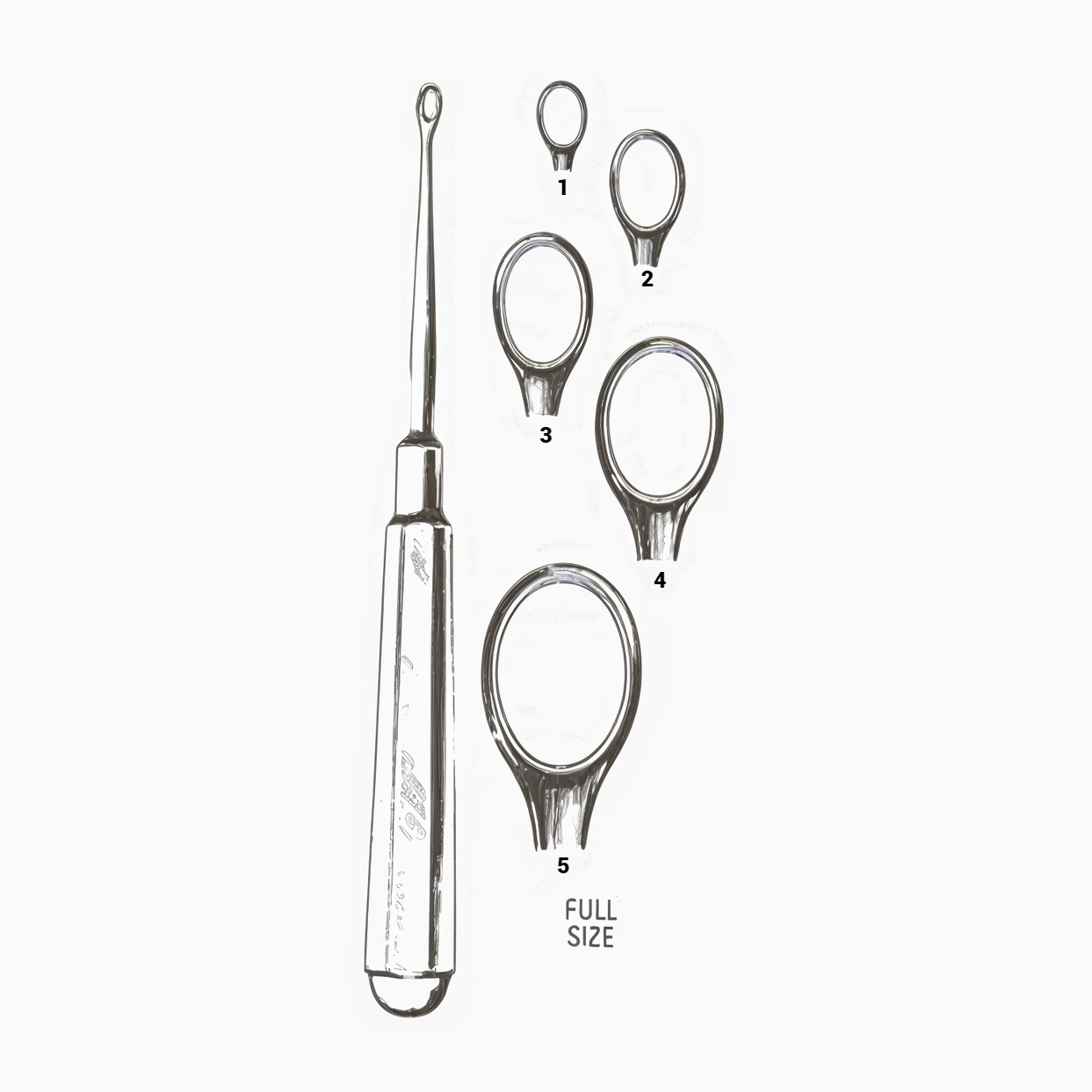 Piffard Dermal Curette Oval Rounded Handle Size 5 - 5.50in