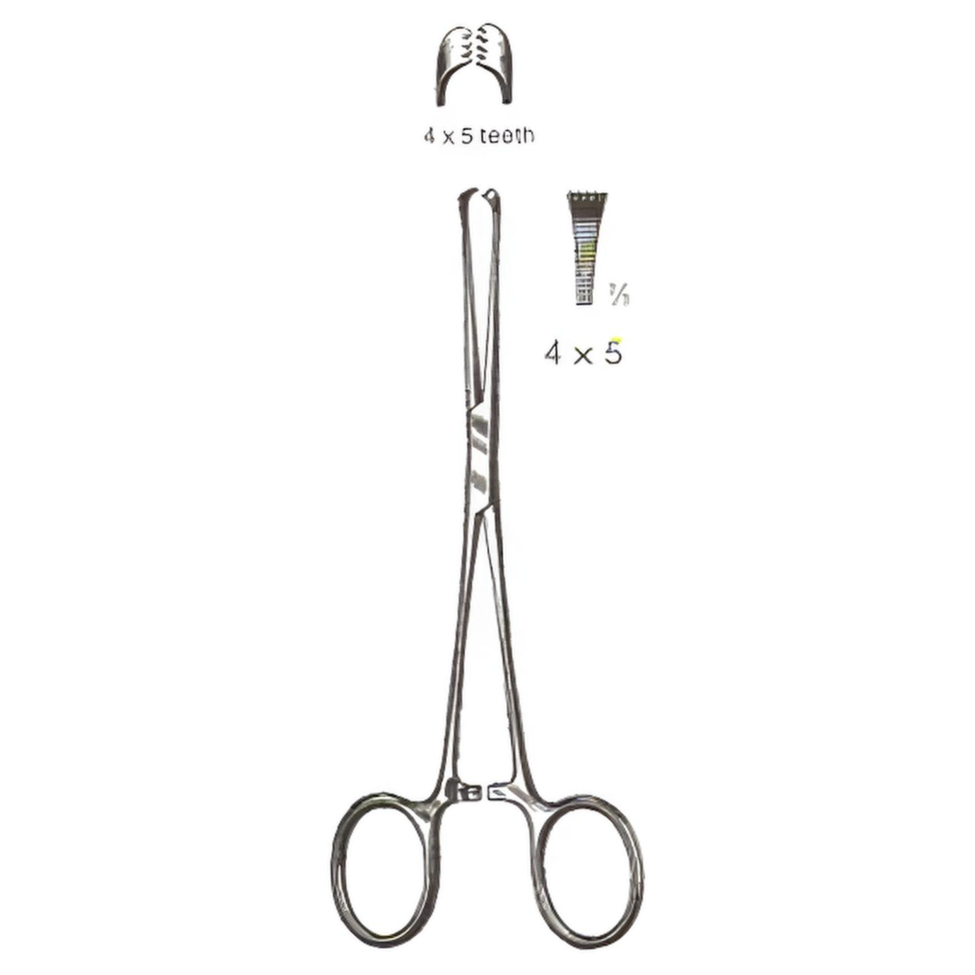 Allis-Adair Tissue Forceps 4x5 Teeth Pediatric 5.5in