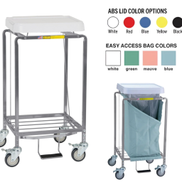 Single Deluxe Rolling Easy Access Laundry Hamper w/Foot Pedal