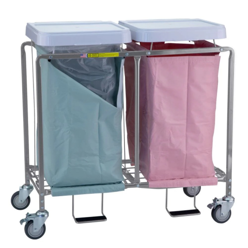 Double Deluxe Rolling Easy Access Laundry Hamper w/Foot Pedal - Image 3