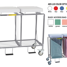 Double Deluxe Rolling Easy Access Laundry Hamper w/Foot Pedal