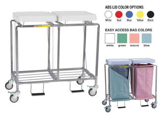 Double Deluxe Rolling Easy Access Laundry Hamper w/Foot Pedal