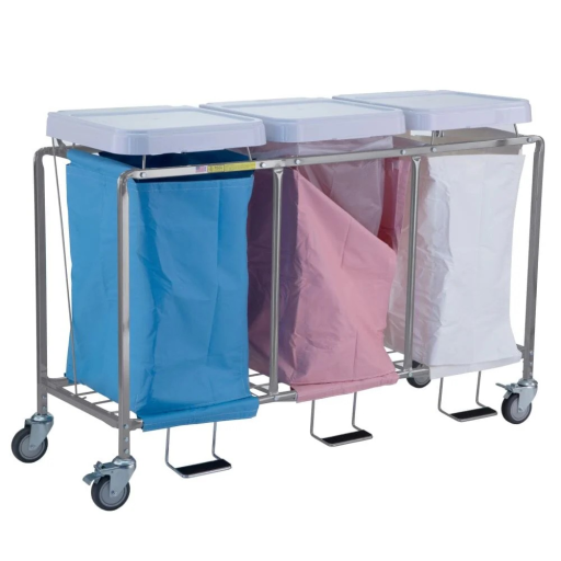 Triple Deluxe Rolling Easy Access Laundry Hamper w/Foot Pedal - Image 3