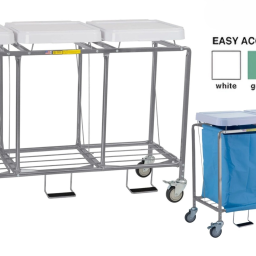 Triple Deluxe Rolling Easy Access Laundry Hamper w/Foot Pedal