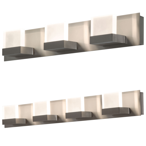 Square LED Vanity Wall Mount Light Fixture w/ 3 or 4 Lights