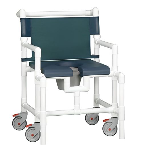 Oversize Shower Chair Commode w/Open Soft Seat & Pail 450 LB CAP