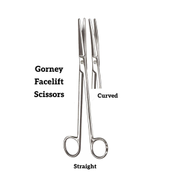 Slightly Curved Gorney Facelift Scissors One Serrated Blade 7-3/4in