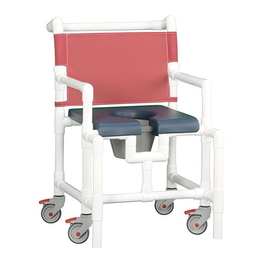 Midsize Shower Chair Commode w/Open Soft Seat & Pail 375 LB