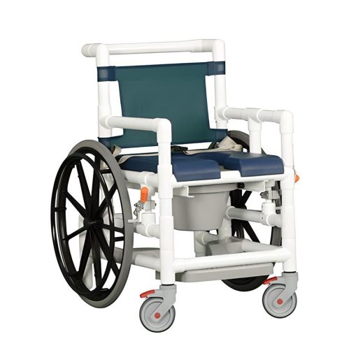 Shower Wheelchair Commode w/Soft Seat & Pail 300 lb. Cap.