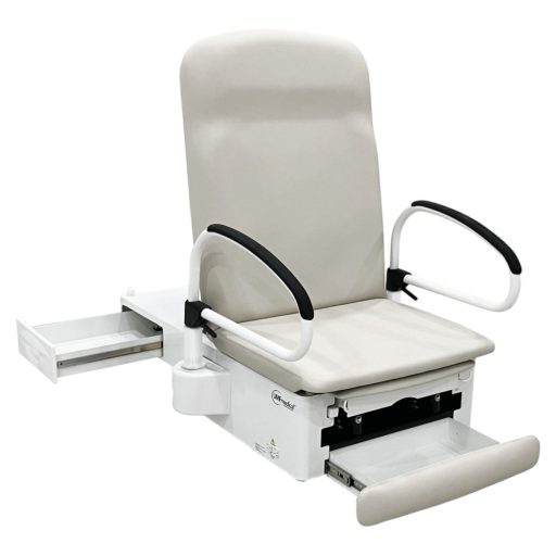 200 Manual Back Exam Chair w/Hand & Foot Controls, Front & Reversible Side Storage Drawers & Electrical Receptacle 17in/19in - Image 3