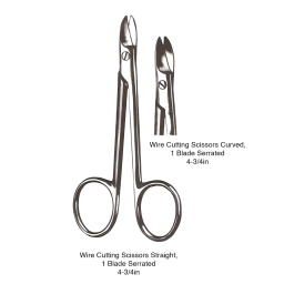 Stainless Steel Wire Cutting Scissors 1 Blade Serrated 4-3/4in