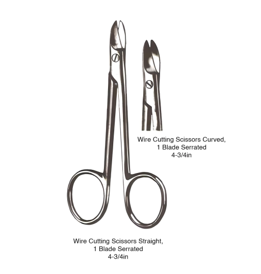 Stainless Steel Wire Cutting Scissors 1 Blade Serrated 4-3/4in