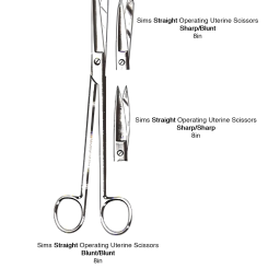 Stainless Steel Sims Straight Operating Uterine Scissors 8in