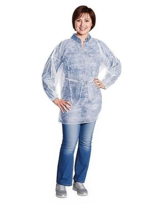 Polypropylene Basic Protection Cleanroom Pullover Long Sleeve Shirt White 50/case