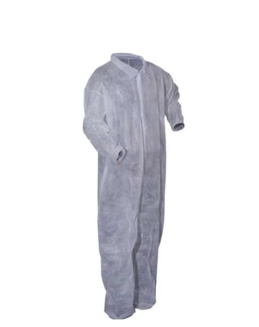 100% Polypropylene Basic Protection Collared Coverall White 25/Case
