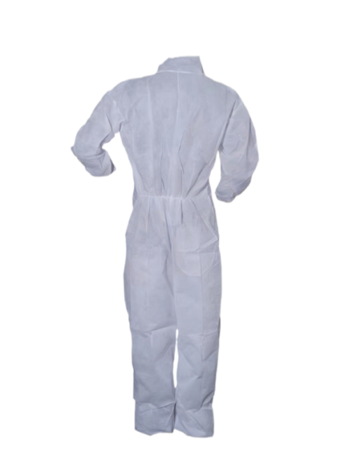 100% Polypropylene Basic Protection Collared Coverall White 25/Case - Image 2