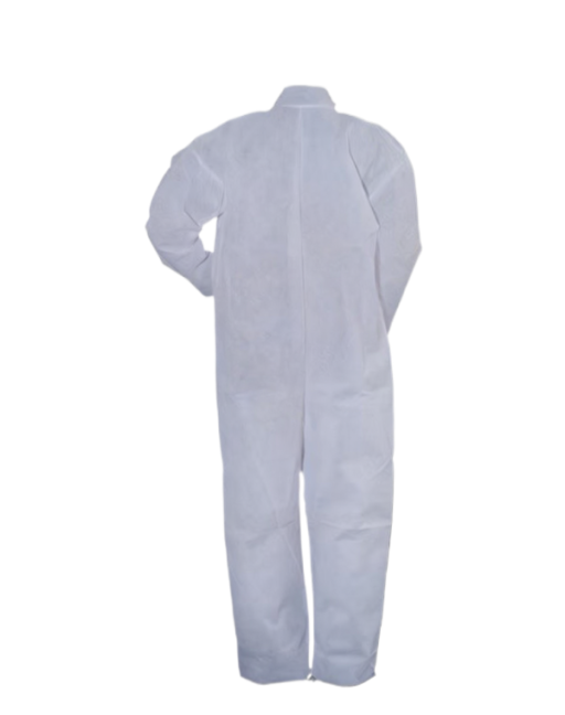 100% Polypropylene Basic Protection Collared Coverall White 25/Case - Image 2