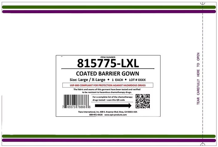 USP 800 Compliant Barrier Gown w/ Taped Seams Blue 30/pc Case - Image 2