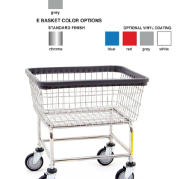 Gray Base Standard Wire Rolling Laundry Cart 2.5 Bushel Capacity