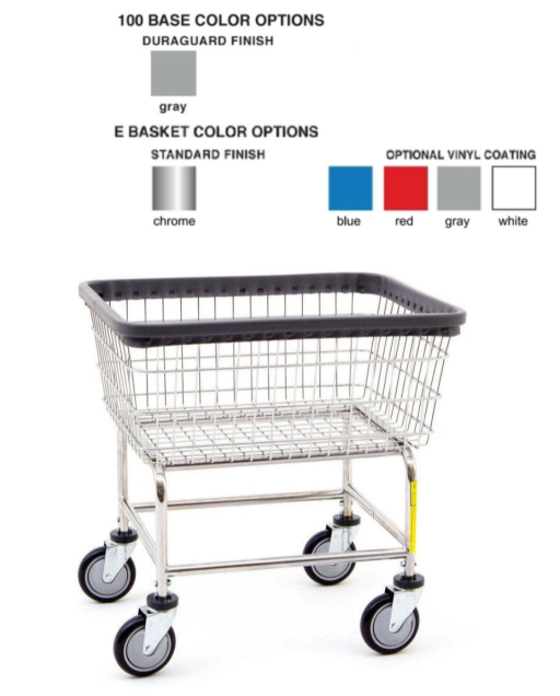 Gray Base Standard Wire Rolling Laundry Cart 2.5 Bushel Capacity