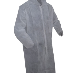 Polypropylene 40gm/wt Lab Coat Frock w/ Pocket & Open Cut Wrists White 50/pc Case