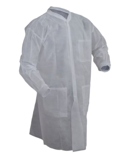 Polypropylene Lab Coat w/ 3 Pockets White 50/pc Case