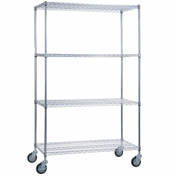 Rolling Wire Shelving Cart w/ 4 Shelves 18" W