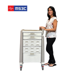Medication Cart w/ 12 Bin Cassette, 3 Drawers & Key Lock