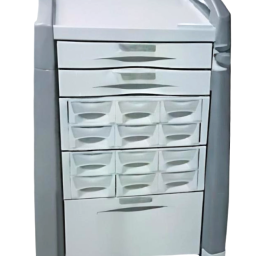 Medication Cart w/ 12 Bin Cassette, 3 Drawers & Key Lock