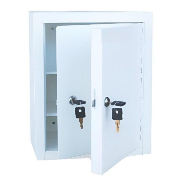 Double Door & Lock Compact Narcotics Cabinet w/ 2 Keys Each