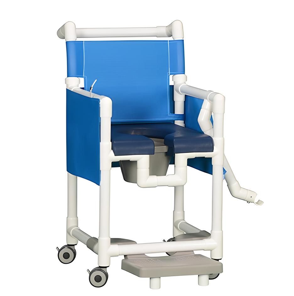 DLX Shower Chair Commode w/Soft Seat, Lap Bar & Footrest 300 LB