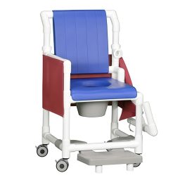 DLX Shower Chair Commode w/Soft Seat, Privacy Skirt & Footrest 300 LB