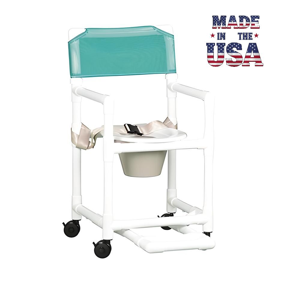 Value Line Shower Chair Commode w/ Footrest, Pail & Seatbelt 300 LB CAP
