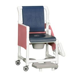 DLX Shower Chair Commode w/Soft Seat, Privacy Skirt & Footrest 300 LB