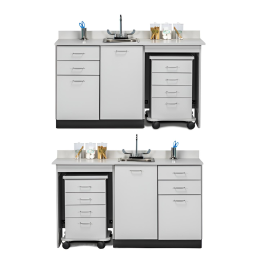 60in Wide Base Cabinet w/2 Doors, 2 Adjustable Shelves, 2 Drawers & Left or Right Cart Port