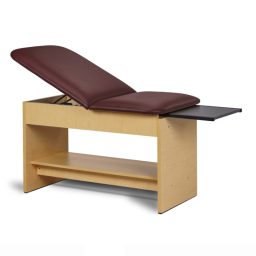Laminate Treatment Table w/Adjustable Backrest, Shelf & Leg Rest 58-72in L