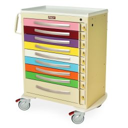 Tall Pediatric Cart w/ 9 Drawers & Breakaway Locks